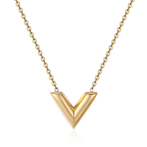 Classic Design Famous Brand V Letter Pendant Necklace