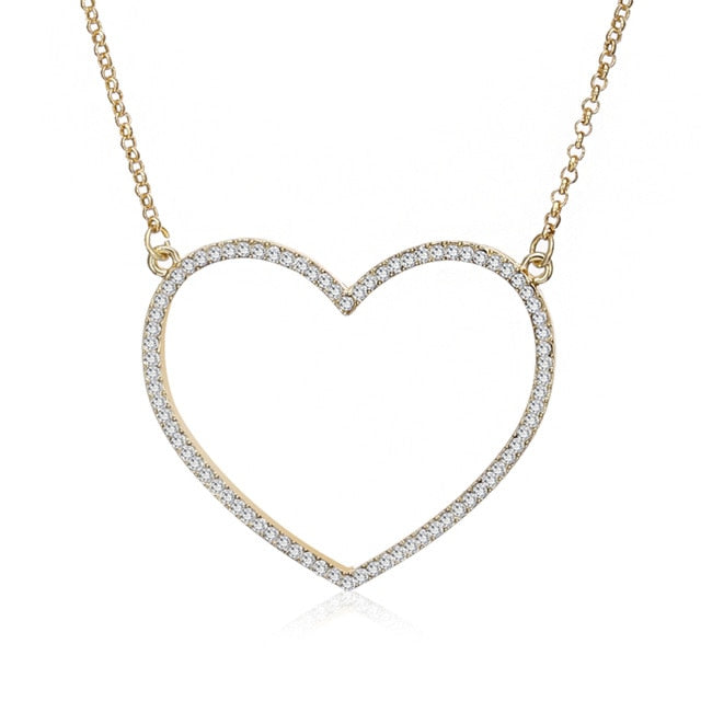 Big Heart Pendant Necklace Women Jewelry