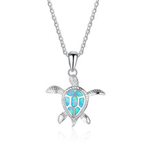 Load image into Gallery viewer, Fashion Silver Filled Blue Imitati Opal Sea Turtle Pendant