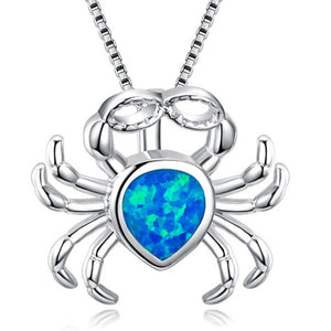 Fashion Silver Filled Blue Imitati Opal Sea Turtle Pendant