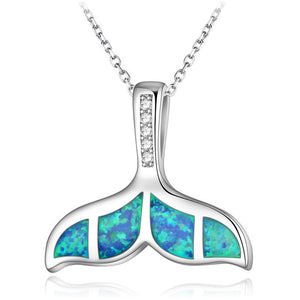 Fashion Silver Filled Blue Imitati Opal Sea Turtle Pendant