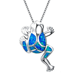 Fashion Silver Filled Blue Imitati Opal Sea Turtle Pendant