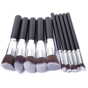 10 Pcs Silver/Golden Makeup Brushes Set