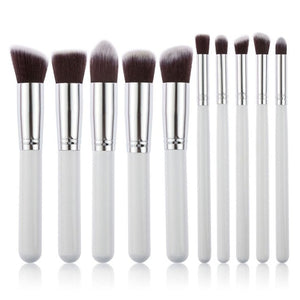 10 Pcs Silver/Golden Makeup Brushes Set