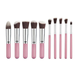 10 Pcs Silver/Golden Makeup Brushes Set