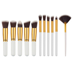 10 Pcs Silver/Golden Makeup Brushes Set