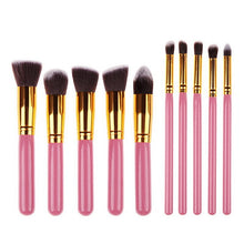 Load image into Gallery viewer, 10 Pcs Silver/Golden Makeup Brushes Set