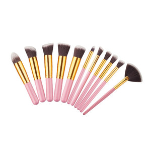 10 Pcs Silver/Golden Makeup Brushes Set