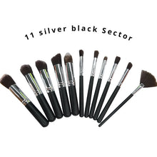 Load image into Gallery viewer, 10 Pcs Silver/Golden Makeup Brushes Set