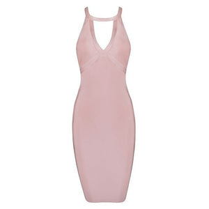 Summer Hollow Out Halter Backless Bodycon Bandage Dress