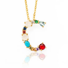 Load image into Gallery viewer, Gold Color Initial Multicolor CZ Necklace