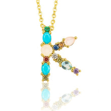 Load image into Gallery viewer, Gold Color Initial Multicolor CZ Necklace