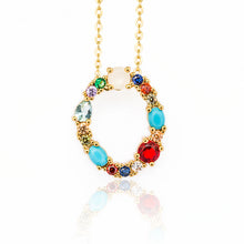 Load image into Gallery viewer, Gold Color Initial Multicolor CZ Necklace