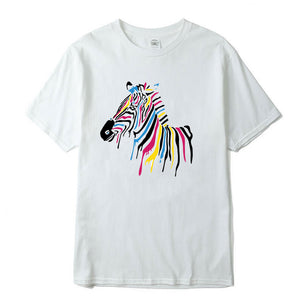 Top quality cotton short sleeve casual zebra printed men