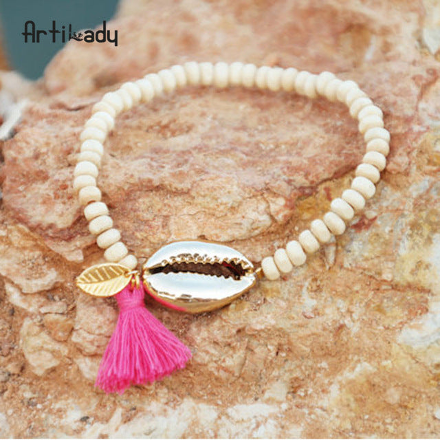 Artilady shell bracelet gold chain bracelet