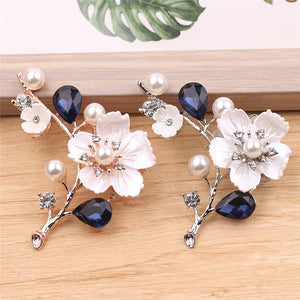 New Popular Silver Rose Gold Colors Plum Pearl Rhinestone Brooch