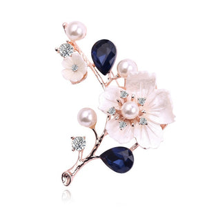 New Popular Silver Rose Gold Colors Plum Pearl Rhinestone Brooch