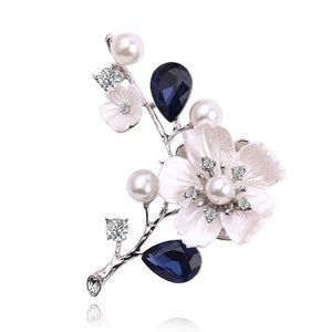 New Popular Silver Rose Gold Colors Plum Pearl Rhinestone Brooch