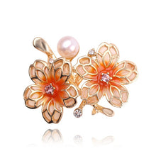 Load image into Gallery viewer, New Popular Silver Rose Gold Colors Plum Pearl Rhinestone Brooch