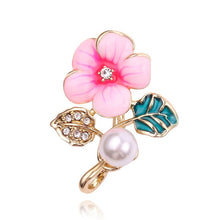 Load image into Gallery viewer, New Popular Silver Rose Gold Colors Plum Pearl Rhinestone Brooch