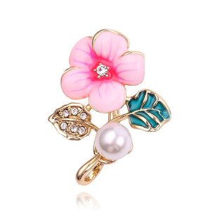 New Popular Silver Rose Gold Colors Plum Pearl Rhinestone Brooch