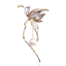 Load image into Gallery viewer, New Popular Silver Rose Gold Colors Plum Pearl Rhinestone Brooch